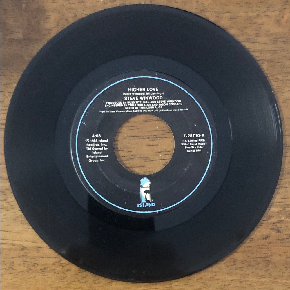 Steve Winwood Higher Love Vinyl 45 Record